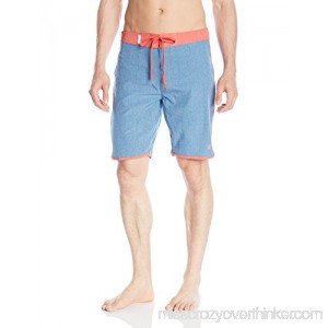 Teal Cove Men's Dylan Chambray Scalloped Short Blue Chambray Red Chambray B01BLW2OSG